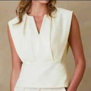 Ponte Pleated Top Snow White Banana Republic Factory
